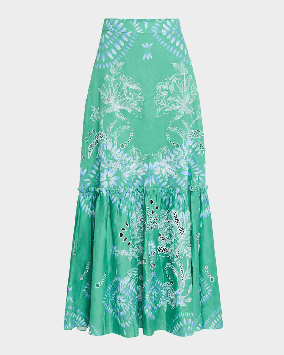 Jordan Floral Embroidered Flare Maxi Skirt